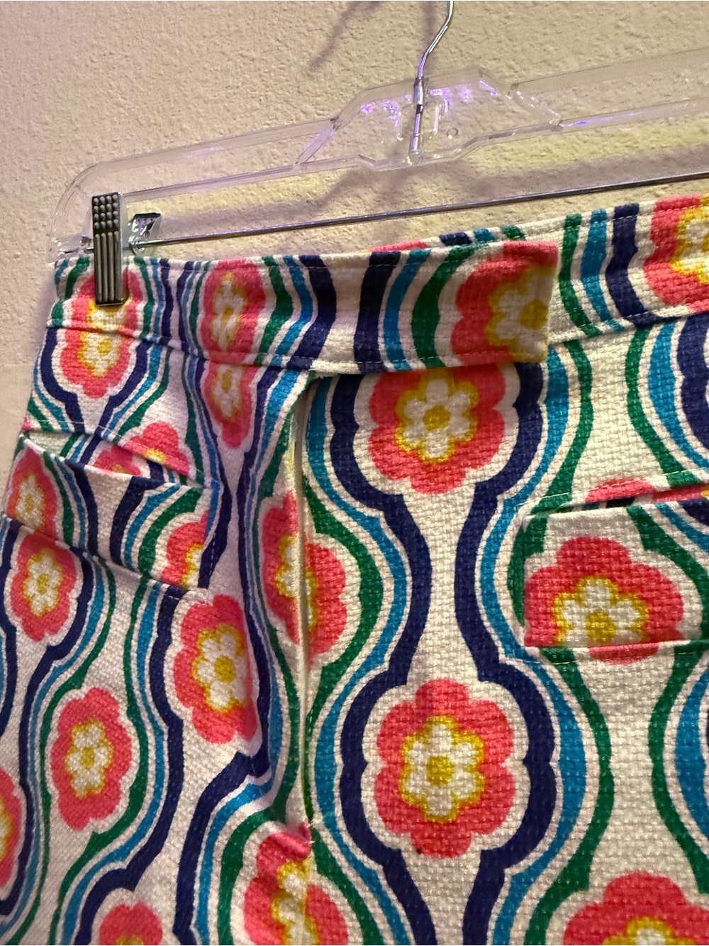 Trina Turk Lulu pants featuring a vibrant, multicolored floral and wavy pattern - Picture 4 of 10